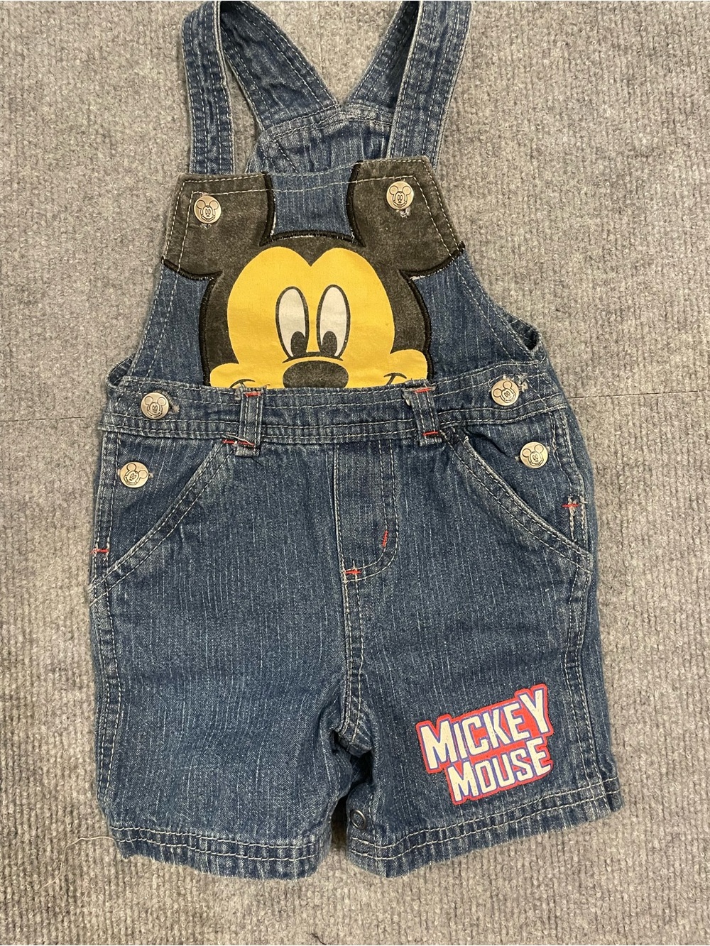 Disney Baby
Mickey Mouse Embroidered
Denim Overalls Shortalls - Size
18M